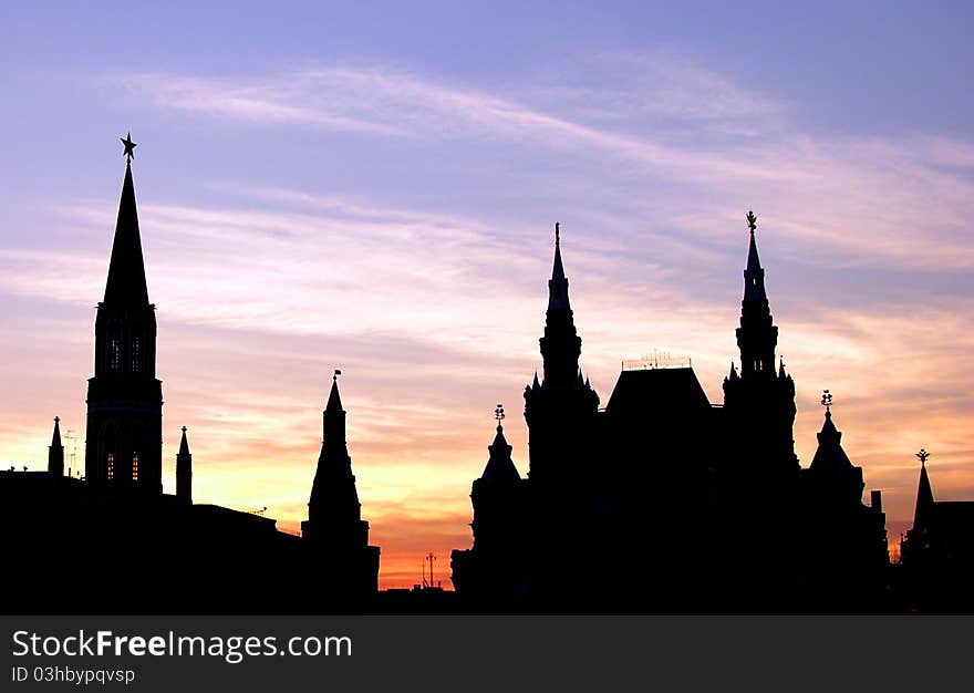 Russia, Moscow, Red Square. Historical Museum at sunset.