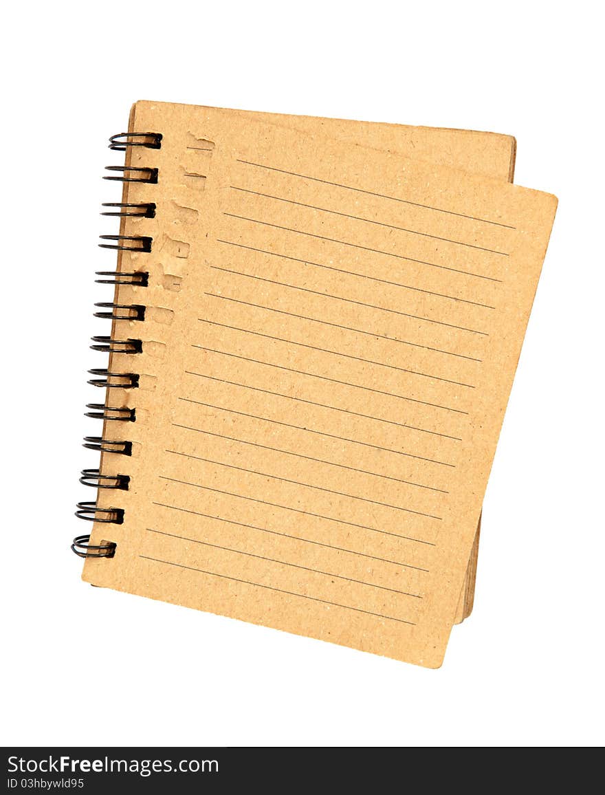 Brown notebook with line isolate