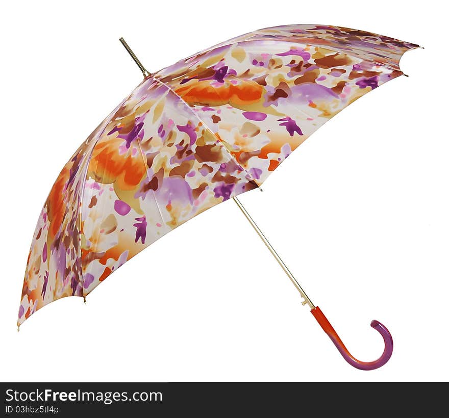 Large bright umbrella isolated on white