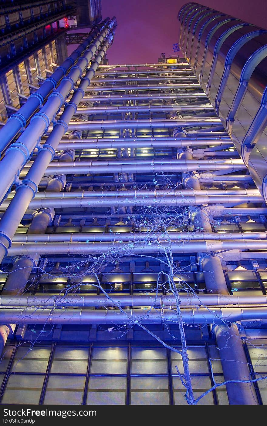 A night time shot of the Lloyd's Building, Lime Street, London UK. A night time shot of the Lloyd's Building, Lime Street, London UK