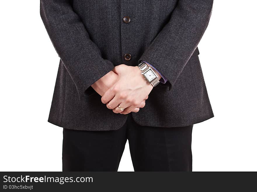 Fragment of men's clothing on a white background