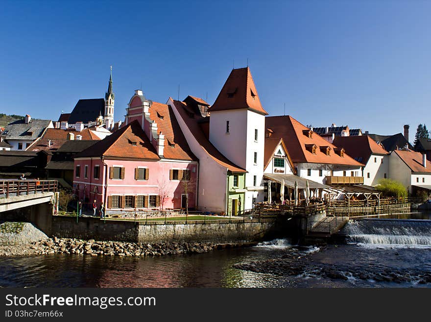 Riverside in Cesky Krumlov - south Bohemia