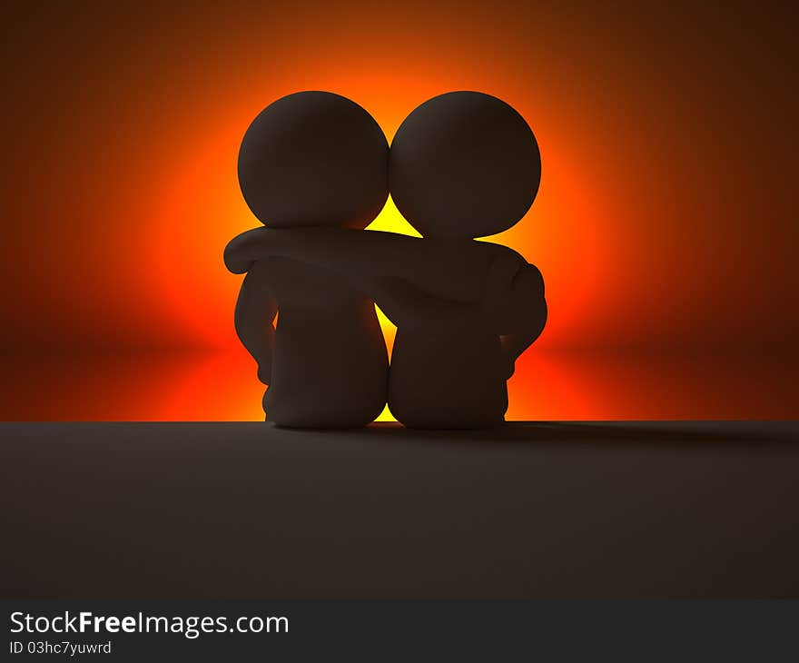 People character - love concept - 3d render illustration