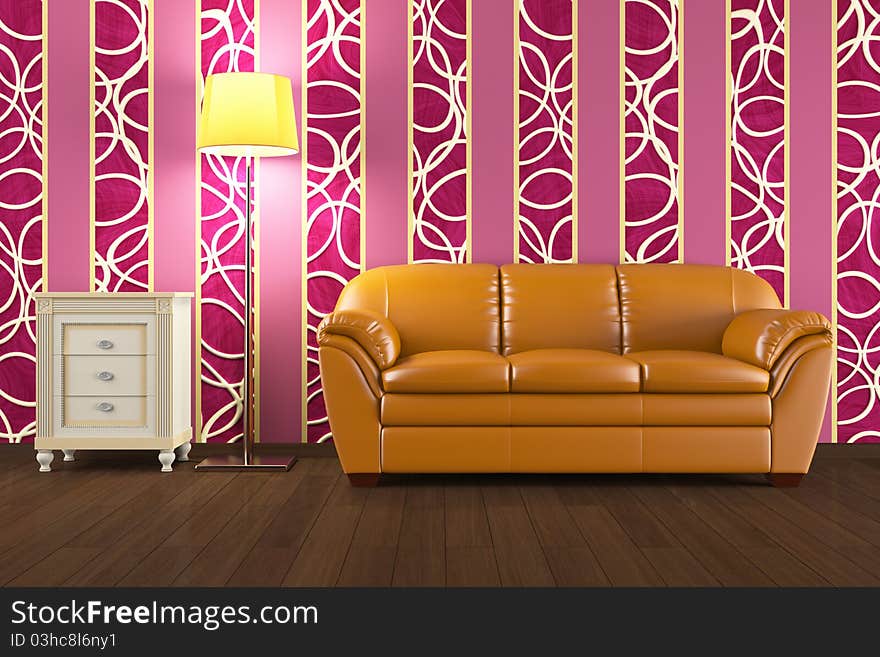 High resolution 3D render pink interior