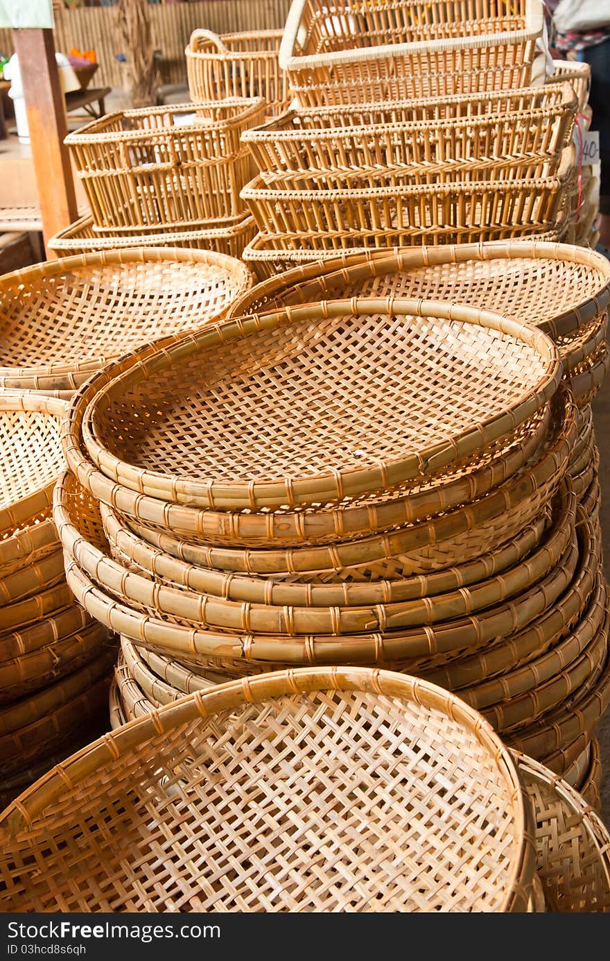 Bamboo basket in market at Thailand