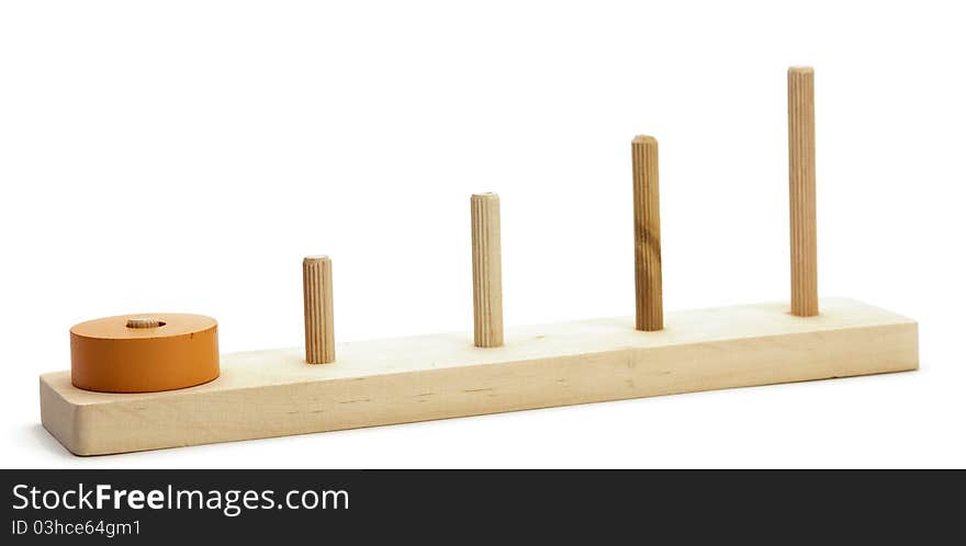 Wooden colored logical toy on white