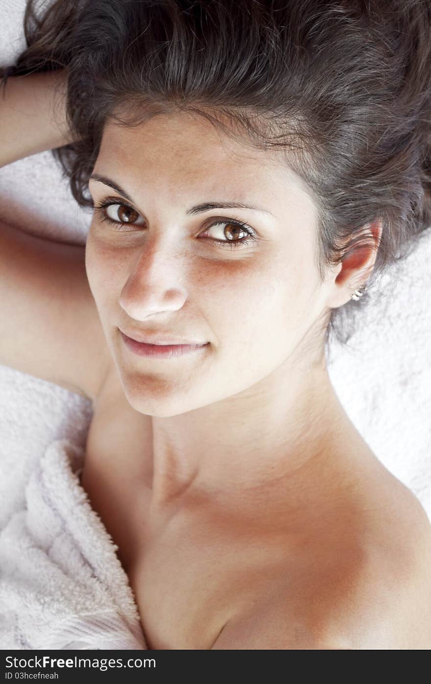 Portrait of woman in bath towel. Portrait of woman in bath towel