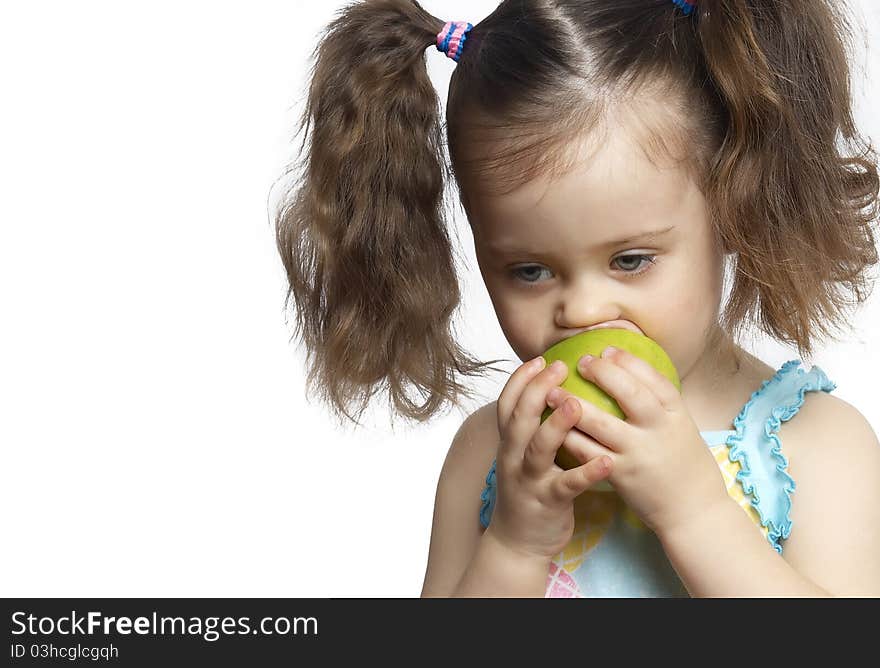 The Girl With An Apple.Isolated