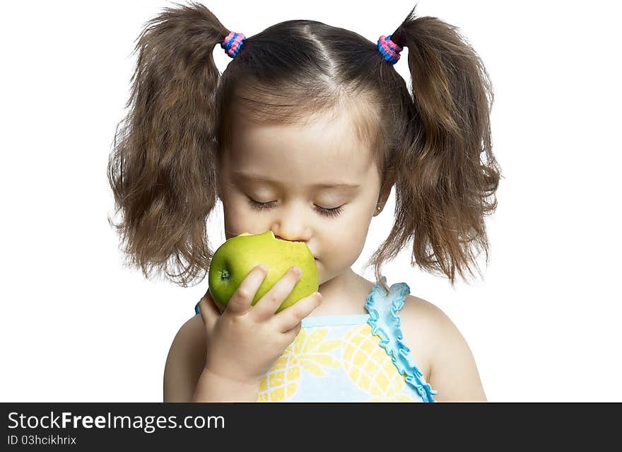 The Girl With An Apple.Isolated