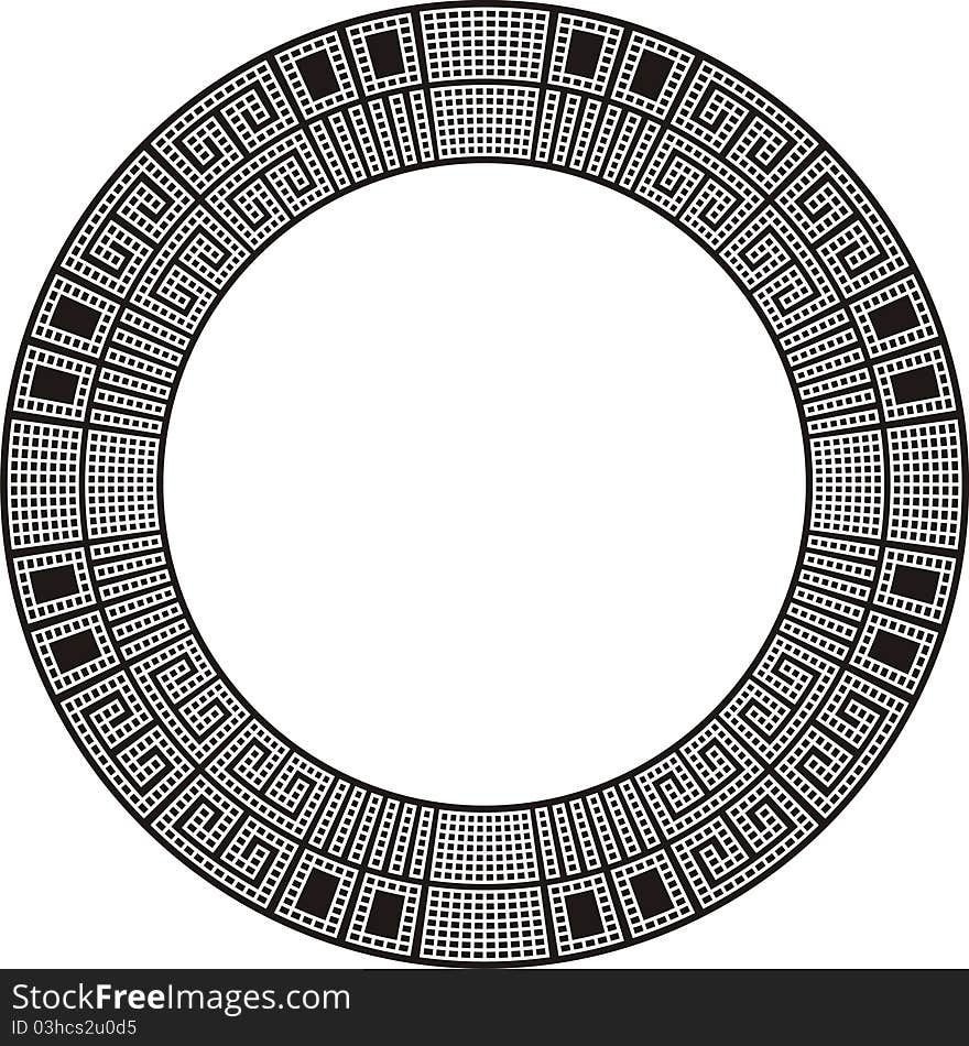 Old ancient black & white circular design. Old ancient black & white circular design