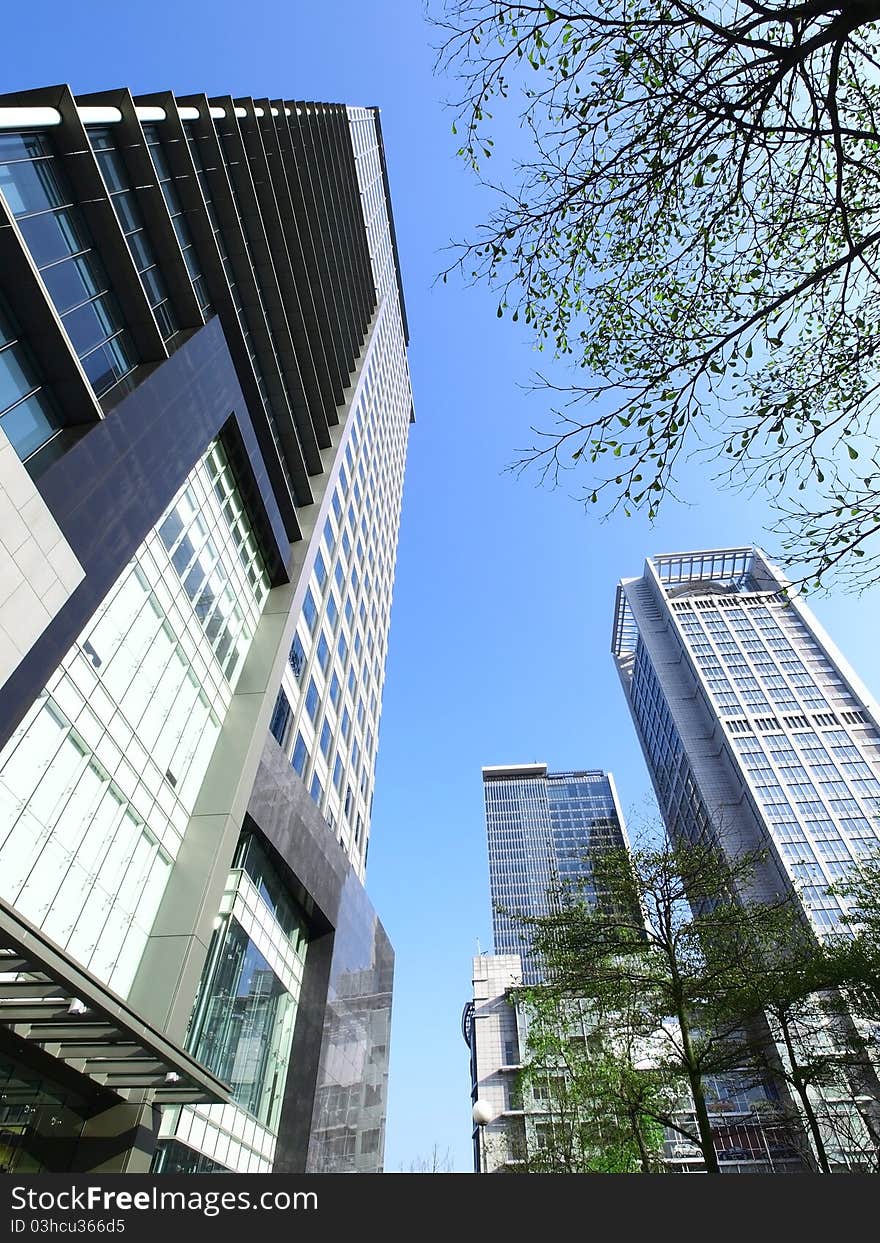 Blue sky and modern buildings. Blue sky and modern buildings