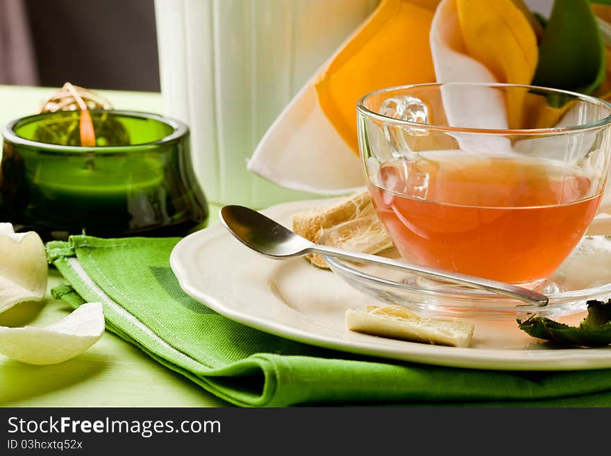 Cup of Tea on decorated table