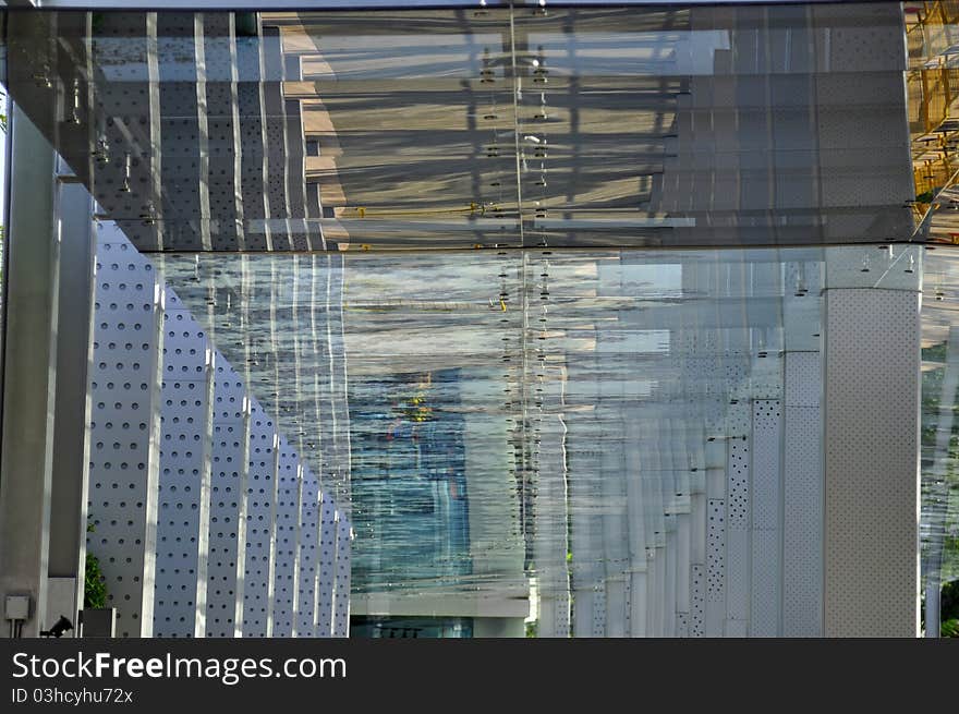 Modern glass walk way