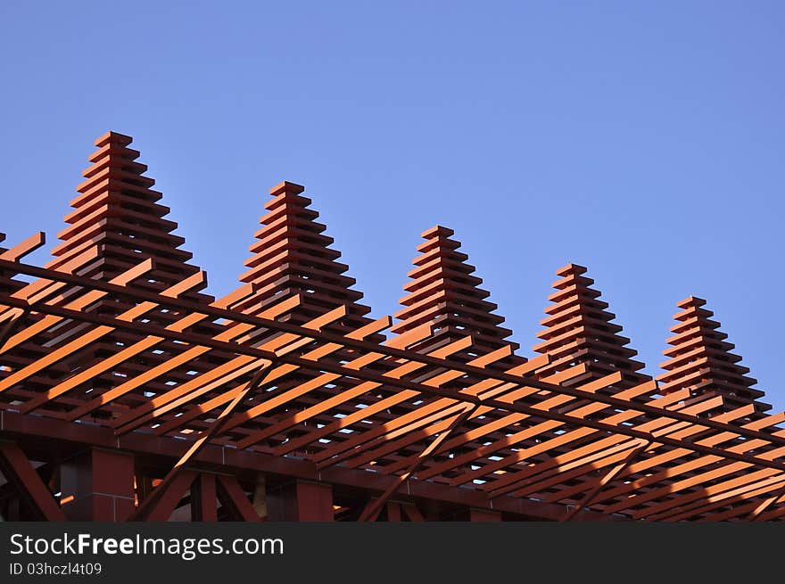 Wooden design building in the parks