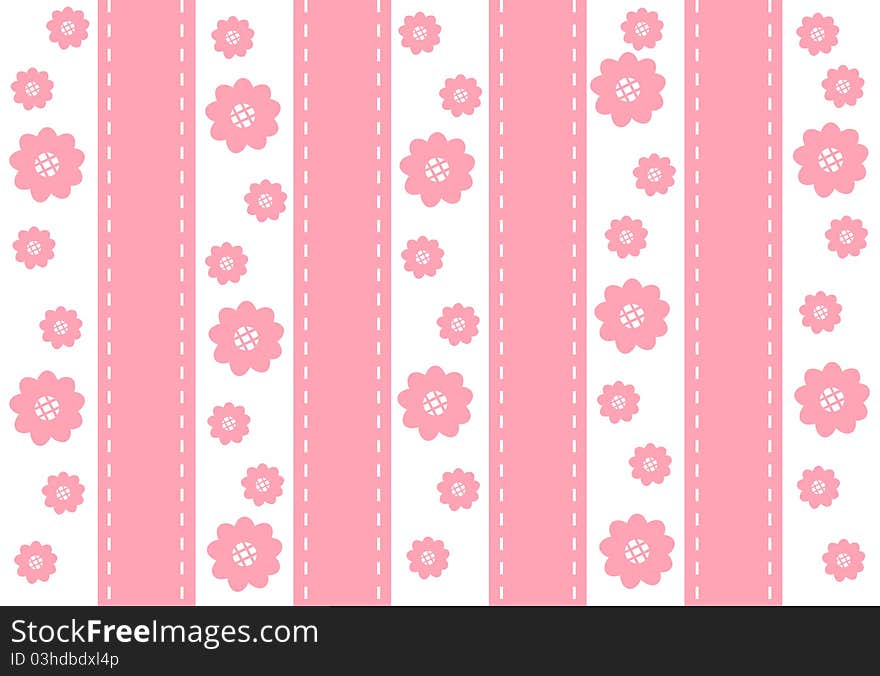 Simple pink background with flowers