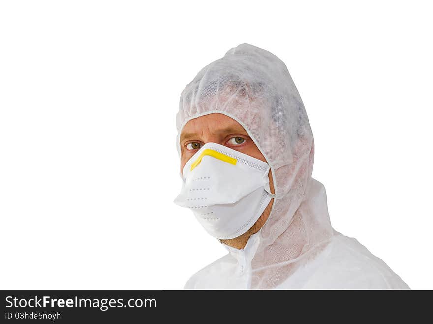 Man in protective suit