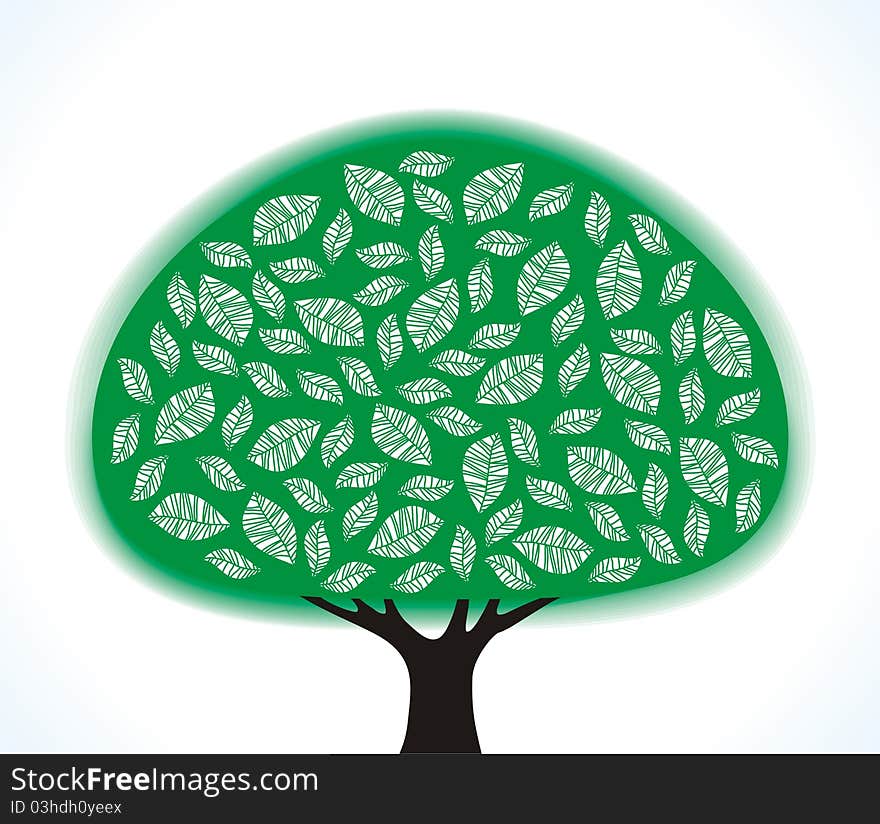 Green stylized tree on a white background