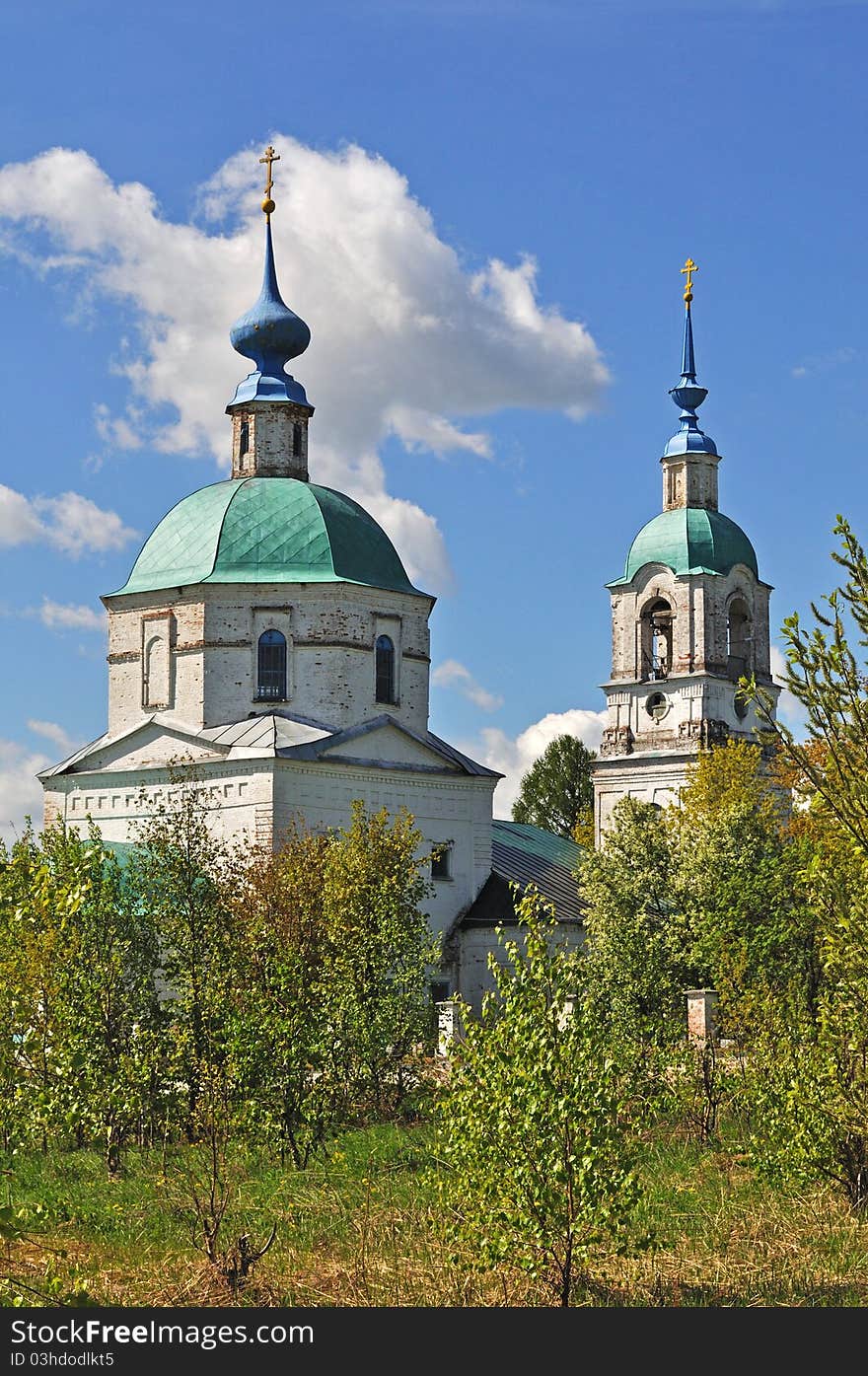 View of Vvedensky temple (1799-1819) in Florischi village, Vladimir region, Russia. View of Vvedensky temple (1799-1819) in Florischi village, Vladimir region, Russia