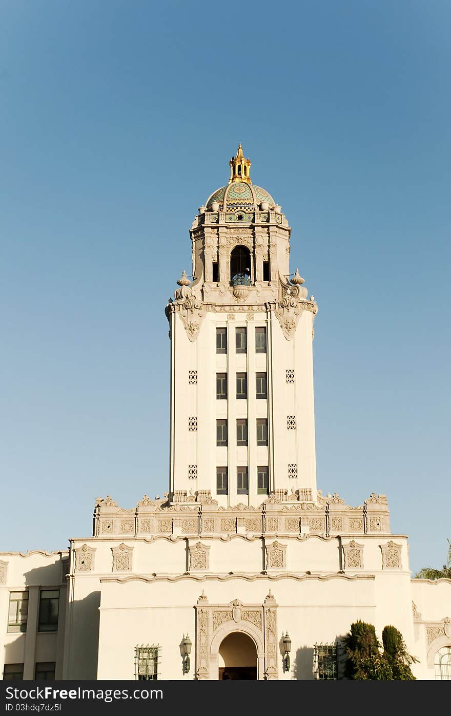 Beverly Hills Police Departement building against blue sky