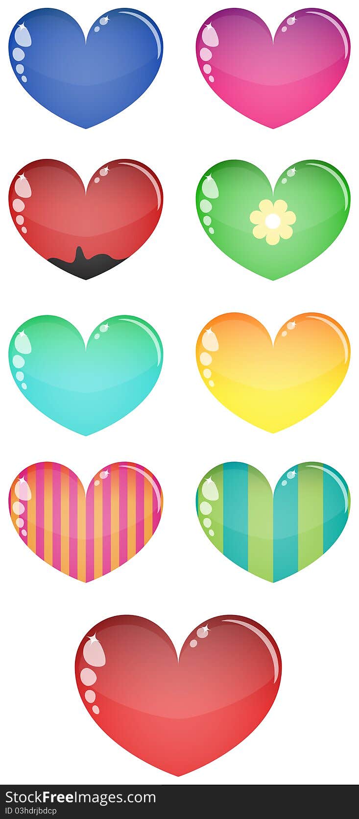 Vector glass hearts, isolated