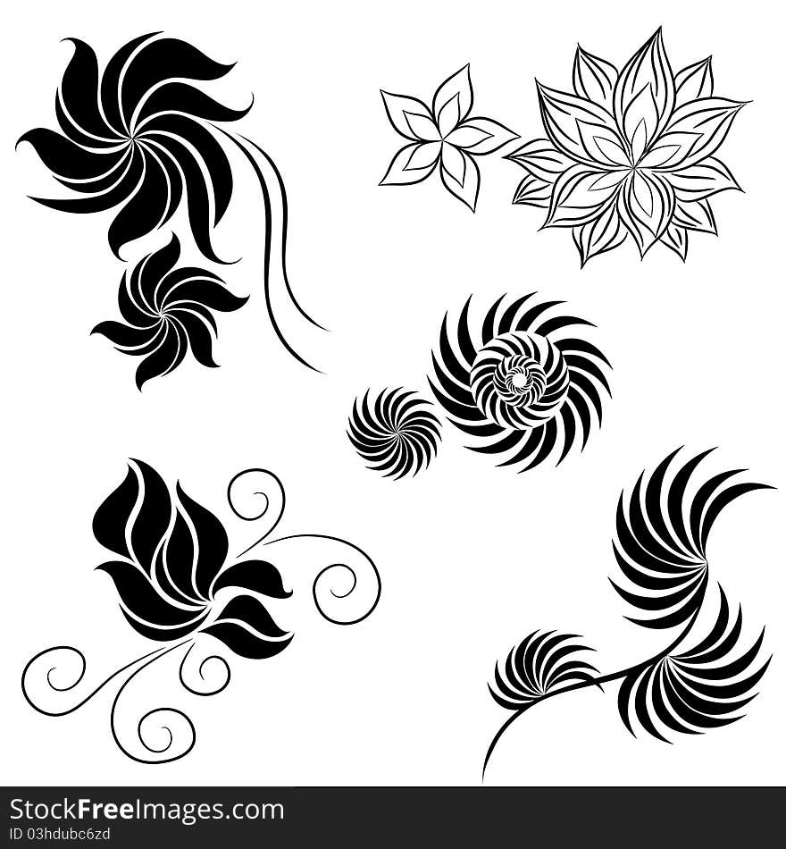 Vector Set Of Flower Design Elements