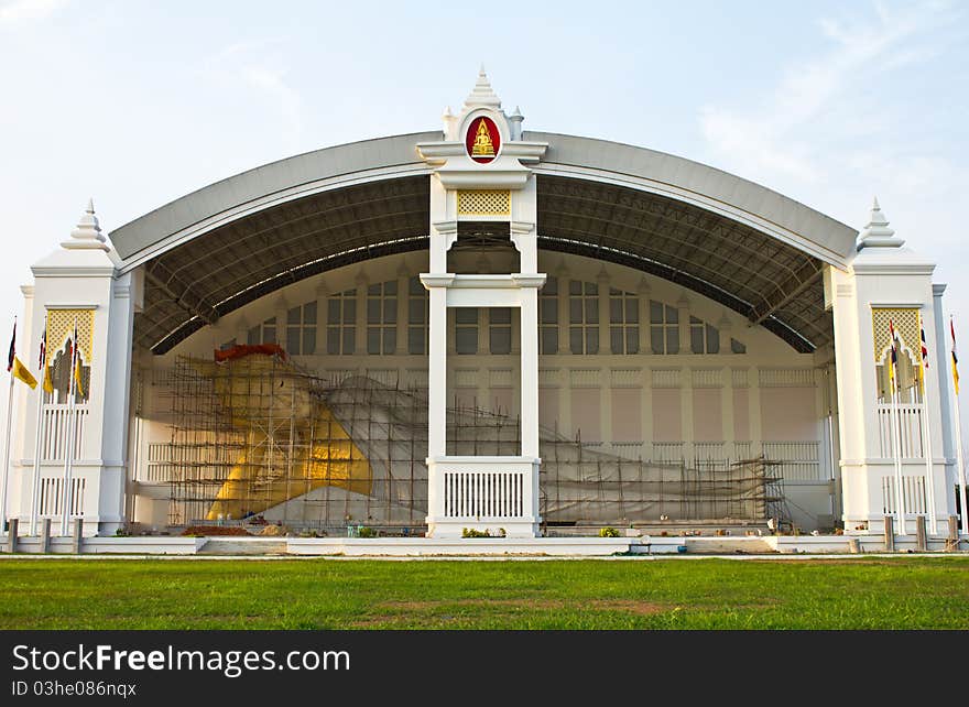 A large reclining Buddha in the Pavilion.