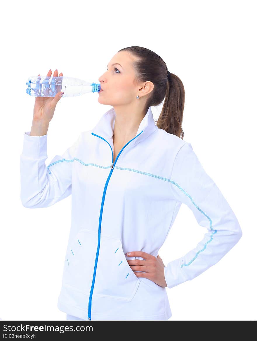 Young beautiful woman with bottle of water