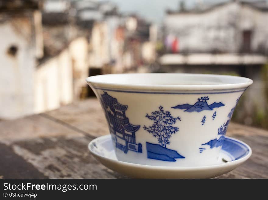 Traditional Chinese tea cup with green Tea. Traditional Chinese tea cup with green Tea