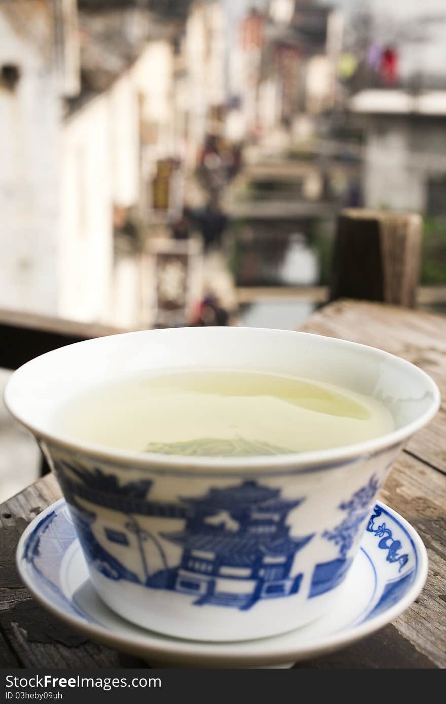 Traditional Chinese tea cup with green Tea. Traditional Chinese tea cup with green Tea