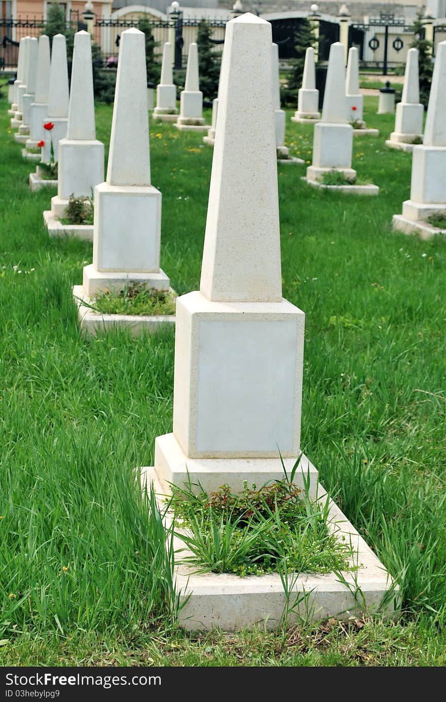 Rows of graves in the city