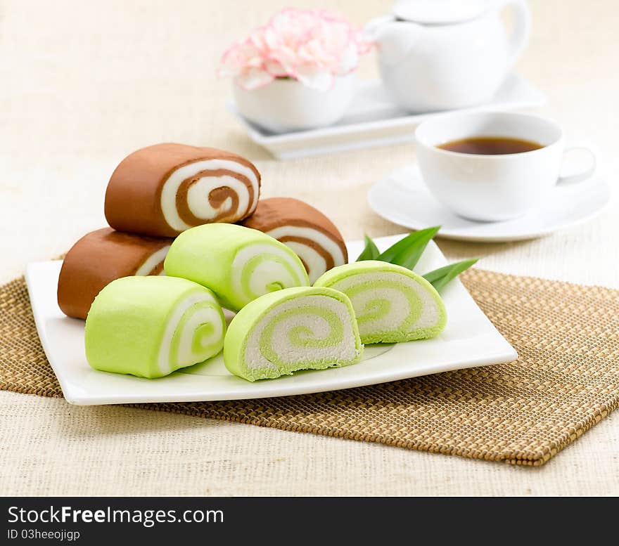 Steamed dumpling dim sum isolated on dish