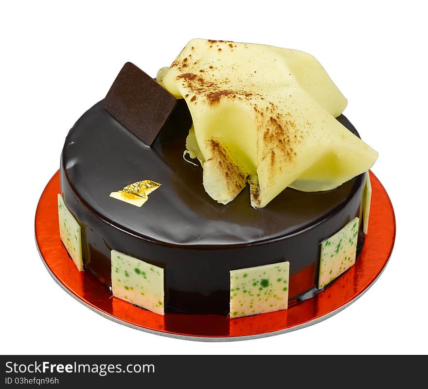 Chocolate cake isolated