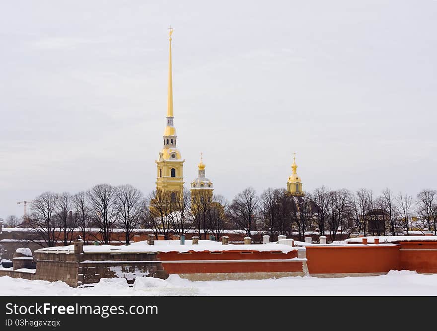 Peter and Paul Fortress in winter, Saint Petersburg, Russia