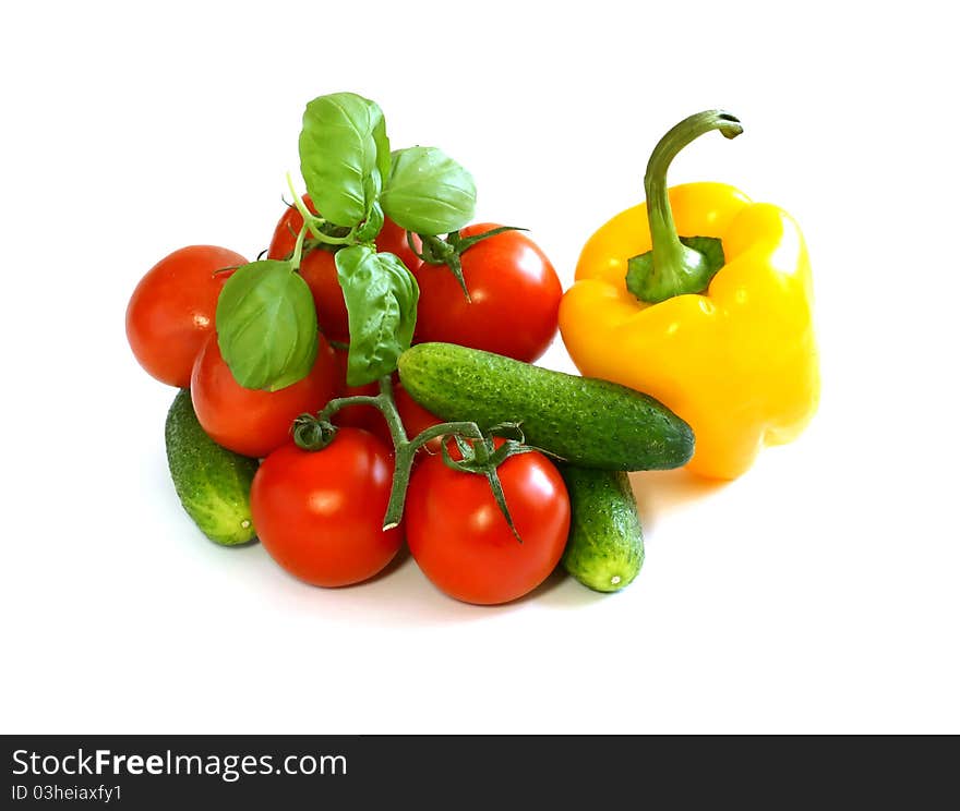 Raw vegetables isolated on white