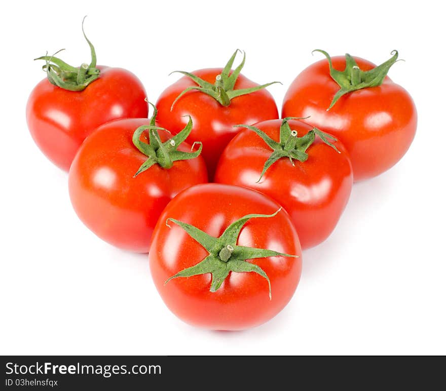 The red tomato isolated on white background