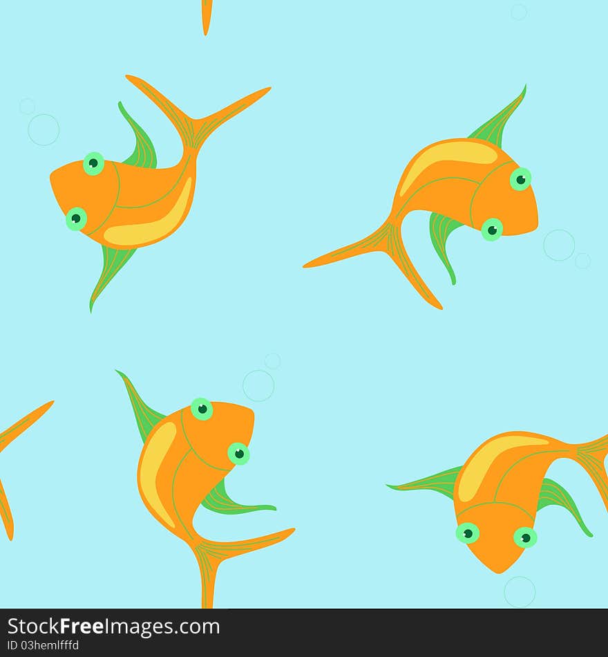 Seamless with fun orange fishes. Seamless with fun orange fishes