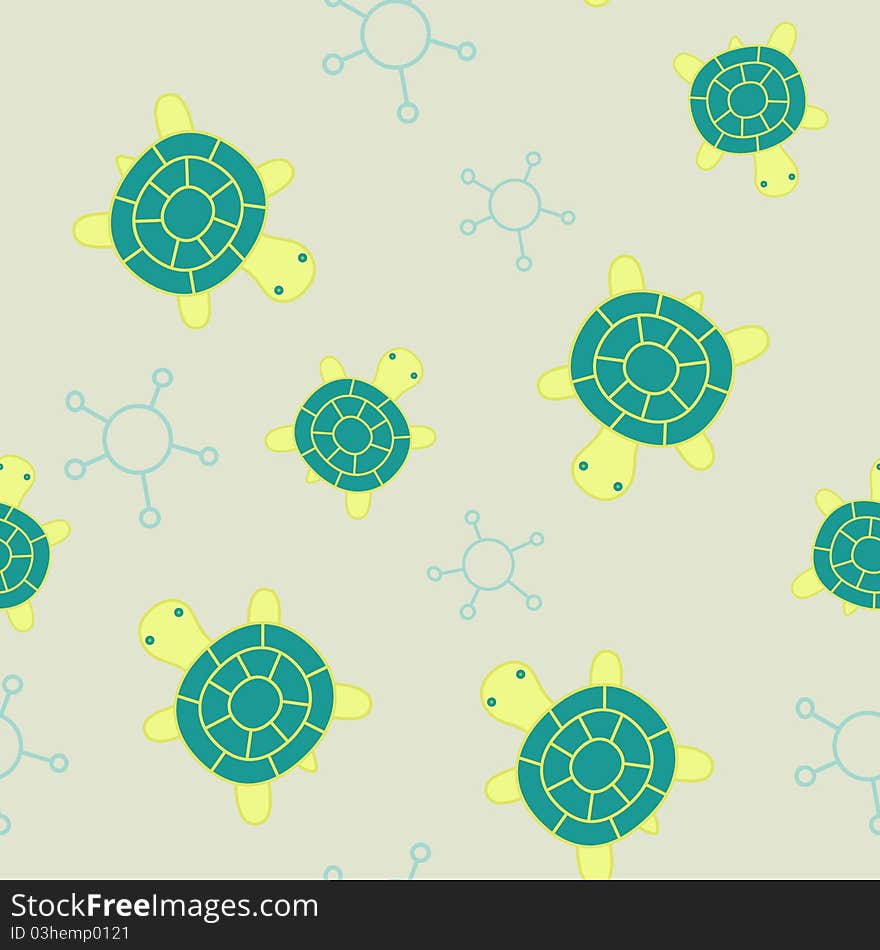 Seamless with turtles and abstract elements. Seamless with turtles and abstract elements