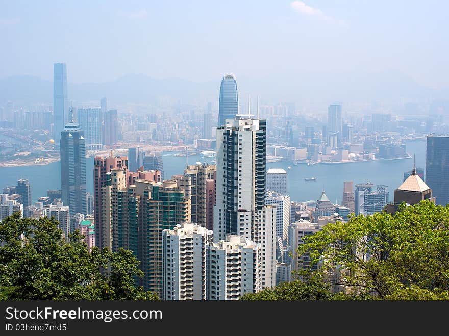 Hong Kong Skyline Viewed From Top