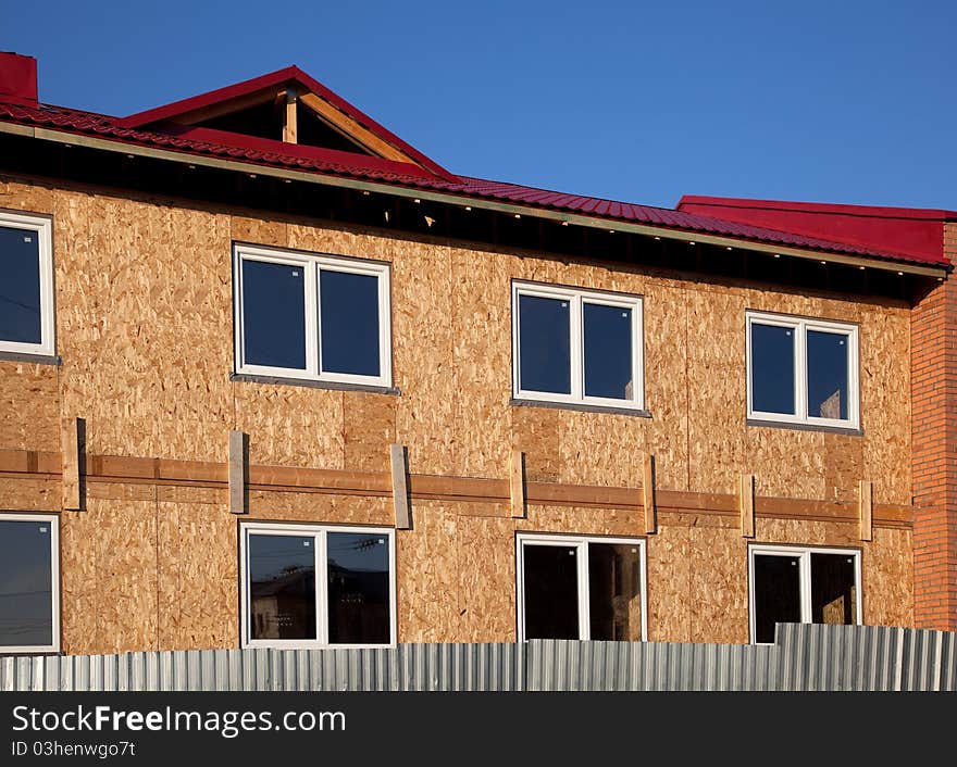 Construction of the house. Finishing work. Sunlight