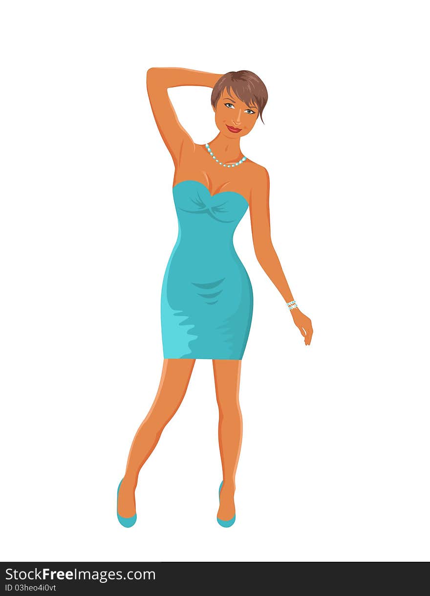 Illustration beautiful girl dancing isolated - vector