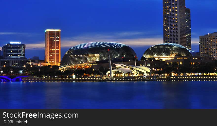 The Esplanade is a waterfront location at north of the mouth of the Singapore River in downtown Singapore. The Esplanade is a waterfront location at north of the mouth of the Singapore River in downtown Singapore.