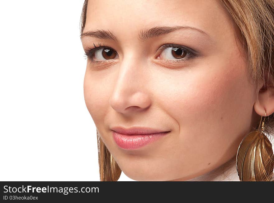 Woman face with natural make-up, isolated