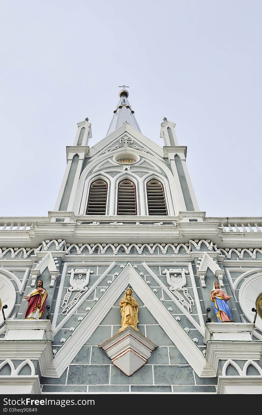 Old white church in Thailand