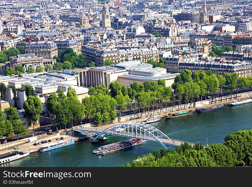 A view of Paris, captured from the Eiffel Tower, France. A view of Paris, captured from the Eiffel Tower, France