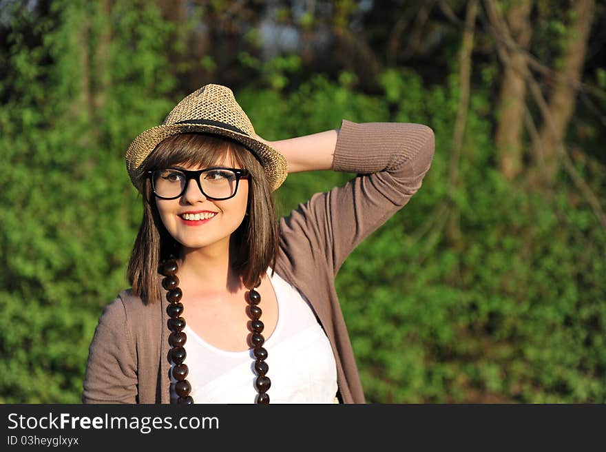 Portrait with beautiful young woman , stylised vintage. Portrait with beautiful young woman , stylised vintage