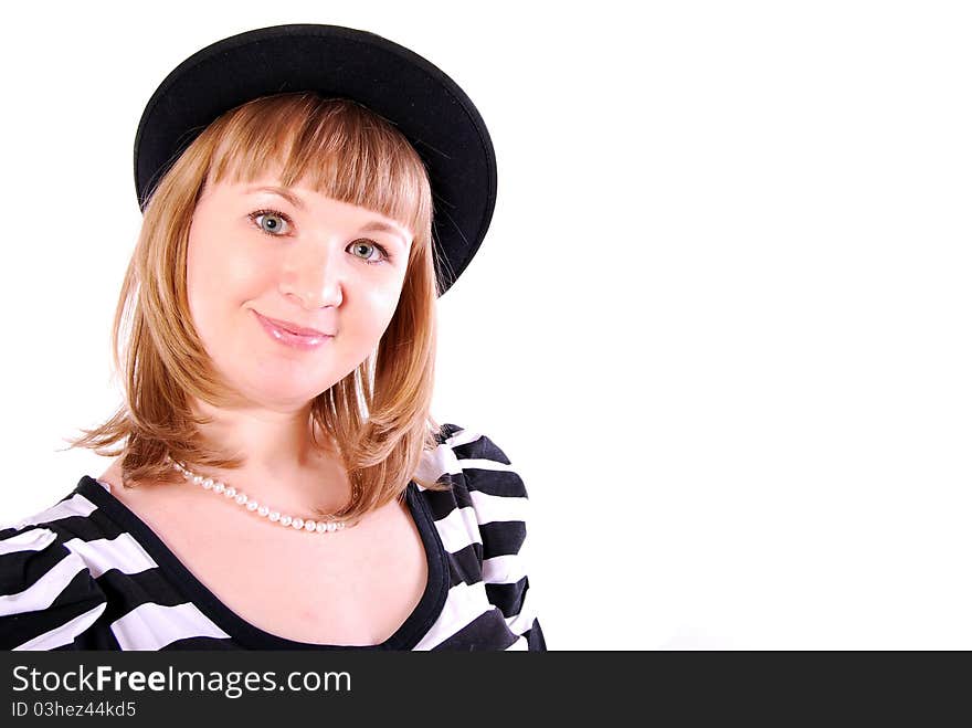 Beauty woman in a black hat.