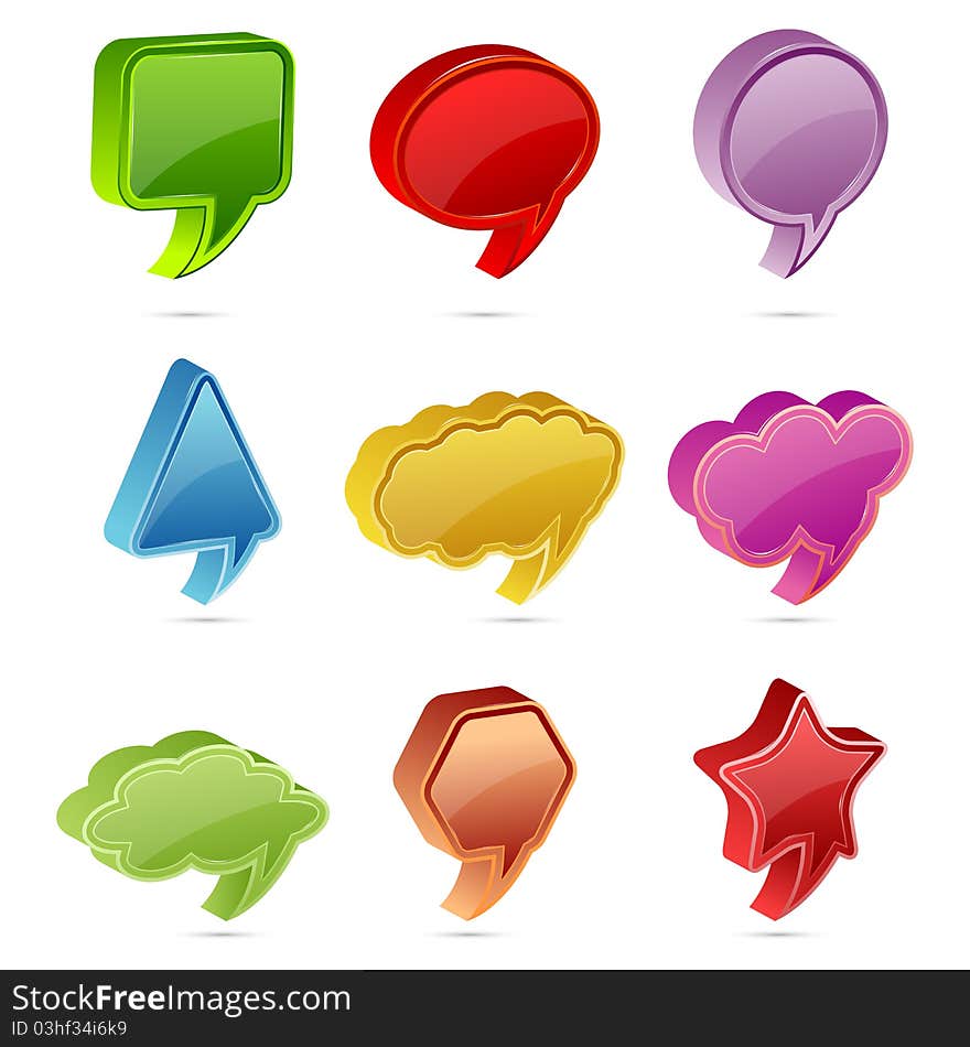 Illustration of set of colorful speech bubble on isolated background