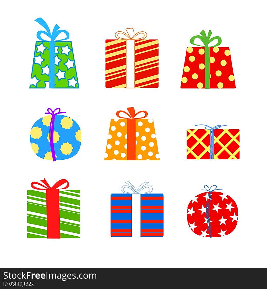 Vector illustration of colorful gift boxes