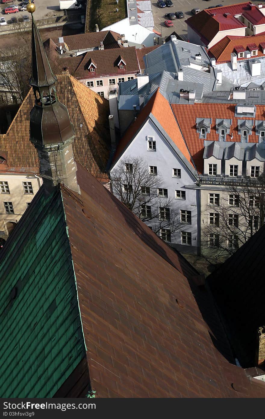 City view from Tallinn's Olaviste Cathedral. City view from Tallinn's Olaviste Cathedral