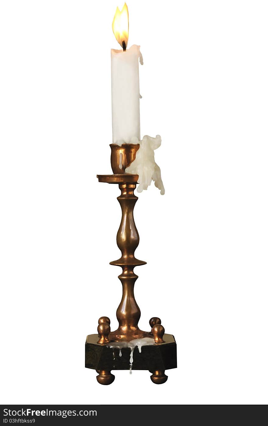 Candlestick ancient with a candle